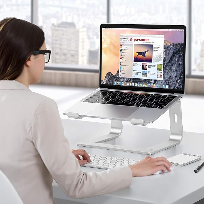 OMOTON Laptop Stand, Detachable Mount for MacBook Air/Pro Dell HP Silver | 11-17" Laptop Holder for Desk, Notebook Computer Mount, Lightweight Cooling for Desk, Ergonomic Home Office - Image 7
