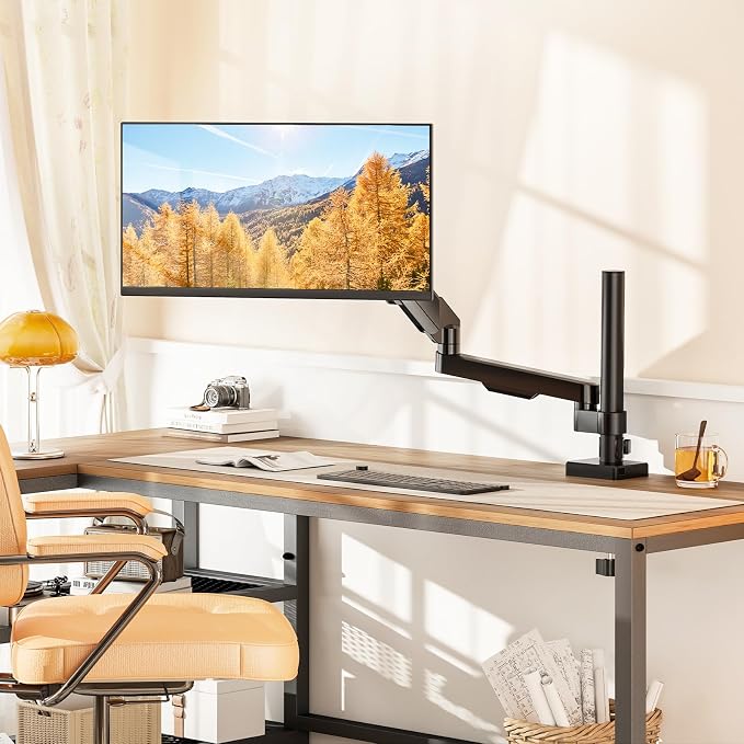 Single Monitor Stand & Monitor Arm Desk Mount up to 35 Inches | Fully Adjustable Heavy Duty Monitor Mount for Screen Ergonomic VESA Mount with C-Clamp/Grommet Base, Cable Management - Image 7