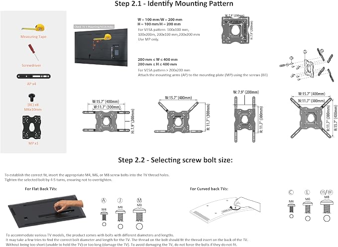 Amazon Basics Full Motion Articulating TV Wall Mount, with Swivel and Tilt, for 26" to 55" TVs and Flat Panels up to 80 Lbs, VESA Compatible, Single Stud, Black - Image 8