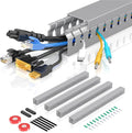 Open Slot Wire Duct Kit, 62.8"(4 x 15.7) Server Rack Cable Management, Cable Management Raceway for Hide Network HDMI VGA Cable, Wiring Raceway Cable Duct, Desk Wire Channel, 4 Pack, Grey by Aocii