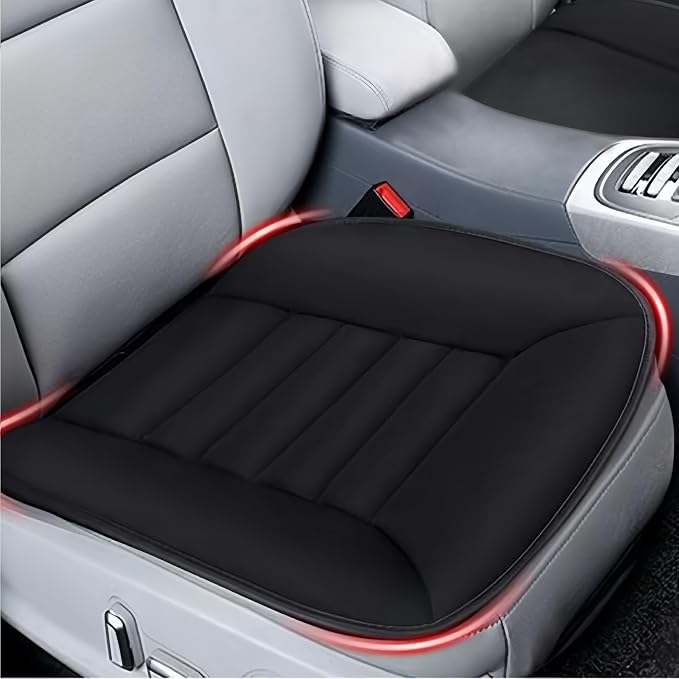 2PCS Car Seat Cushion Pad 1.2" Thick Comfort Seat Protector for Car Driver Seat Office Chair Home Use Memory Foam Seat Cushion with Non Slip Bottom, 20'' x 18.5'', Black by MYFAMIREA