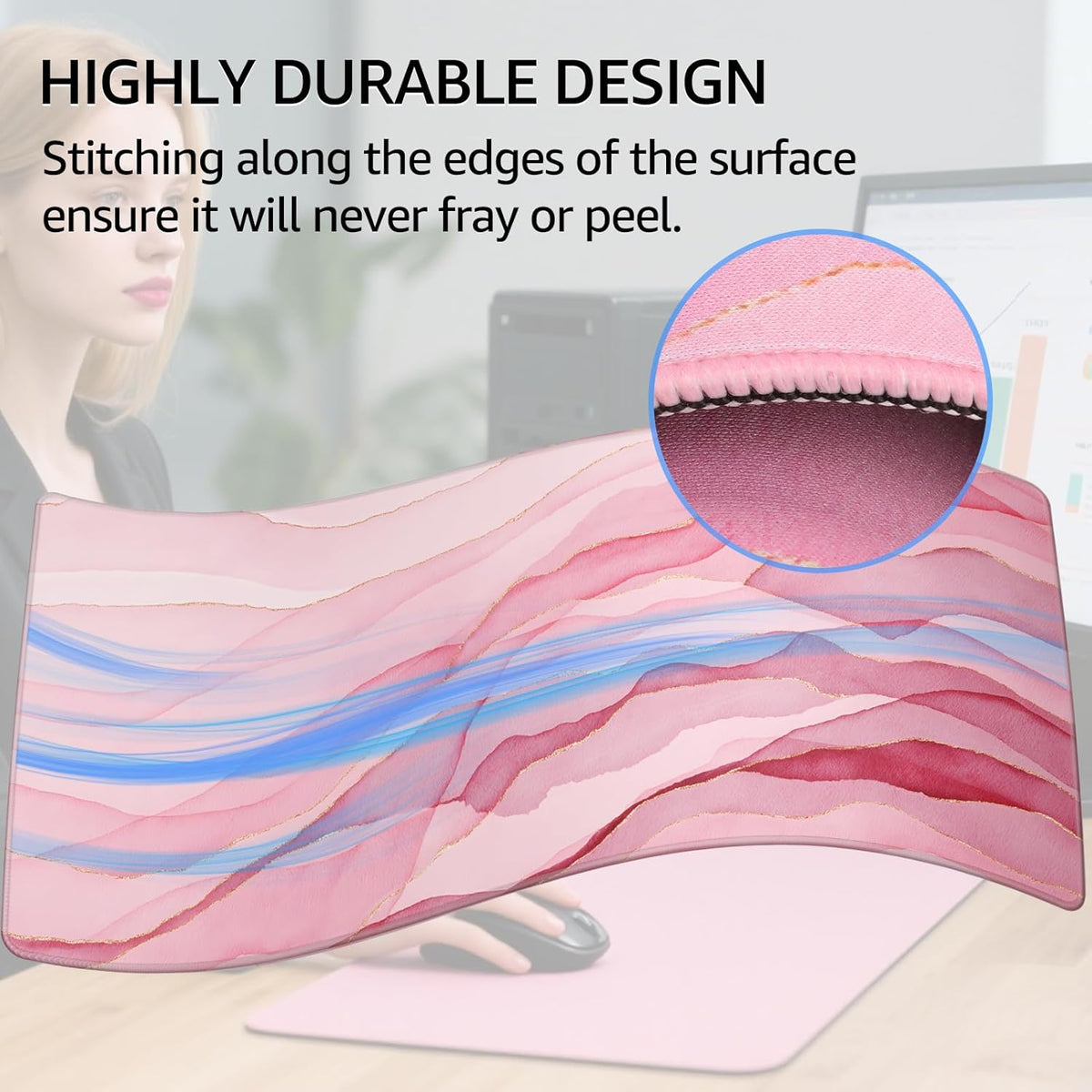 KTRIO Large Gaming Mouse Pad, Desk Mat, 31.5 x 15.7 in, Pink Glow, XXL - Image 4