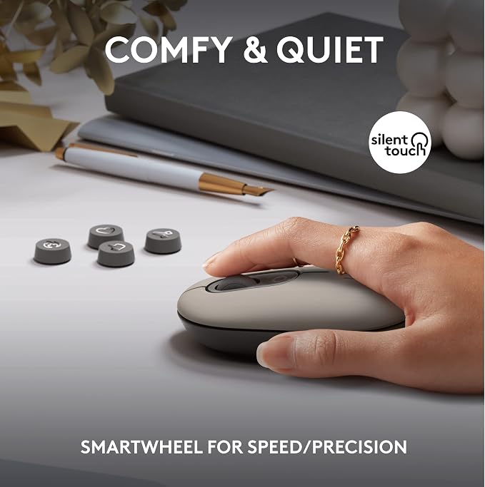 Logitech POP Keys + POP Mouse - Wireless Keyboard and Bluetooth Mouse Combo with Typewriter-Style Mechanical Keys, Emoji Features, Cute Compact Design - Mist - Image 4