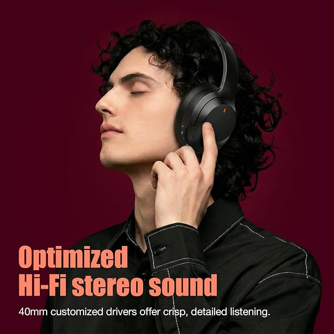 Upgraded Pro‑level Hybrid Active Noise Cancelling Headphones, HD Sound & Big Bass, 2X Softer Comfort, Long ANC Playtime, Wireless Over-Ear Bluetooth Headphones Perfect for Home Office|Travel|Pair - Image 4