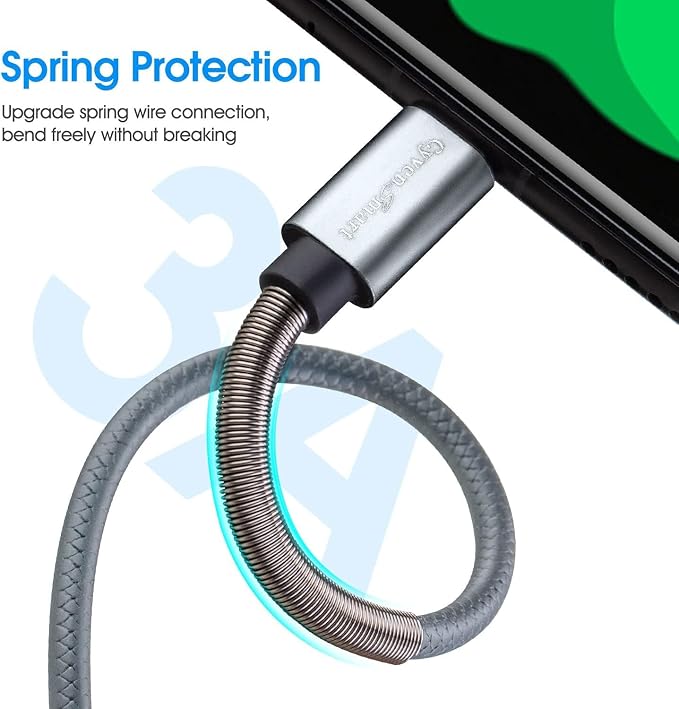 [5Pack 3ft] Compatible with Samsung Galaxy S9 S10 S8 Plus Charger Cord(3A Fast Charging), TPE USB C Type Charger Cable,USB A to Type C Replacement for Samsung A32/A12/A10e/A20/A51 20/9/8,LG-Gray - Image 2