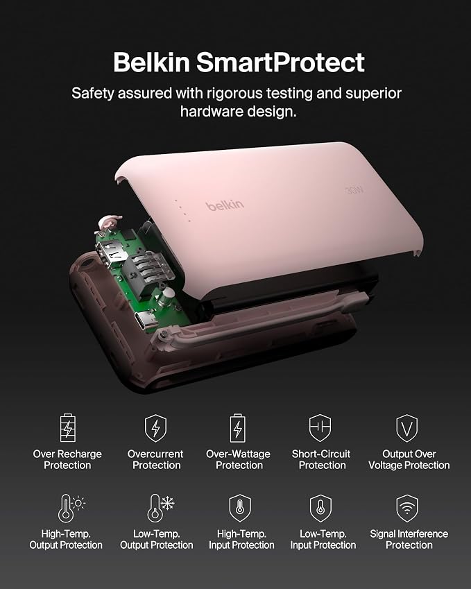 Belkin 20000mAh 30W USB C Power Bank, Portable Charger for iPhone & iPad | Fast Charging, Integrated USB C Cable, Eatra USB C Port, iPhone 17, iPad, Samsung Galaxy S26, Charge 2 Devices - Image 9