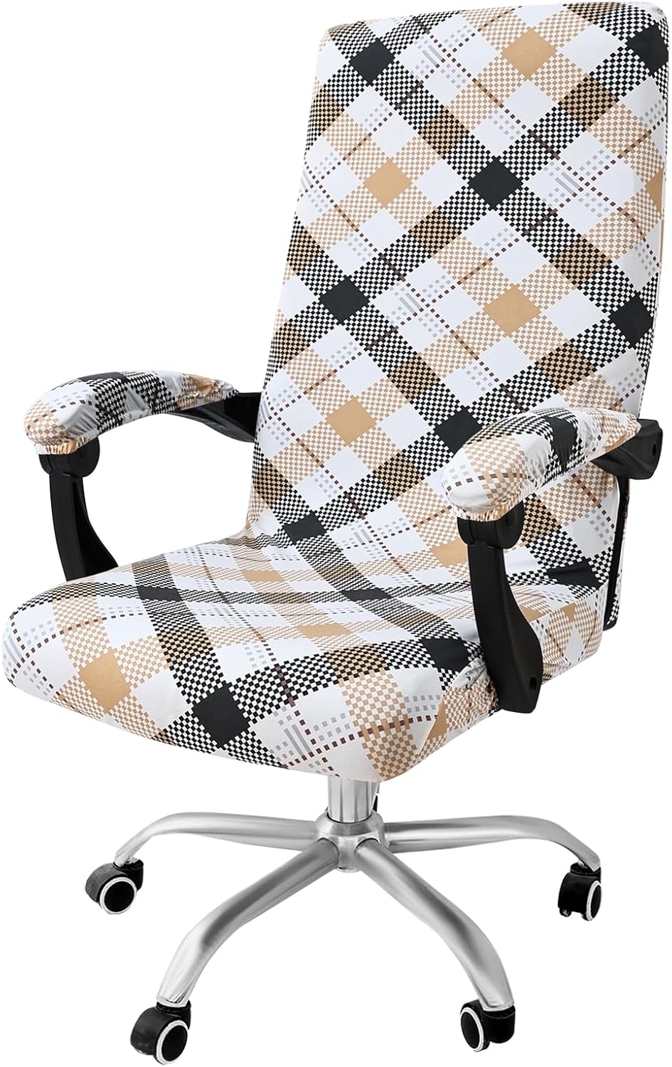 Smiry Office Computer Chair Cover with Armrest Covers, Khaki and Black by Smiry