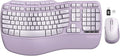 Purple Ergonomic Wireless Keyboard and Mouse Combo, Sablute 2.4G Full Size Ergo Wave Key Board with Cushioned Plam Rest, Natural Typing, 3 DPI Adjustable Silent Mouse for Computer/Laptop/Windows/Mac by SABLUTE