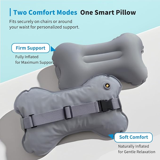 Mixtrend Travel Lumbar Pillow Inflatable Lumbar Support Pillow with Memory Foam, Back Support Pillow for Airplane Long Flight, Essential Travel Support Pillow for Women Men Kids - Image 6