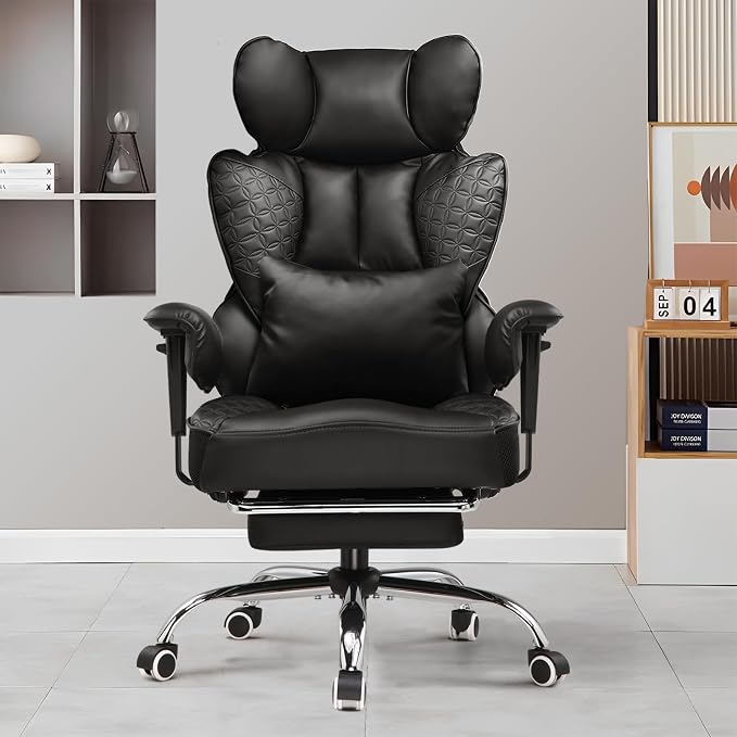 GTPLAYER Big and Tall Gaming Chair 400lbs Heavy Duty Office Chair with Foot Rest & Ergonomic Pocket Spring Lumbar Support, High Back 3D Saddle Shaped Cushion for Back Pain Relief, Matte-Black - Image 3