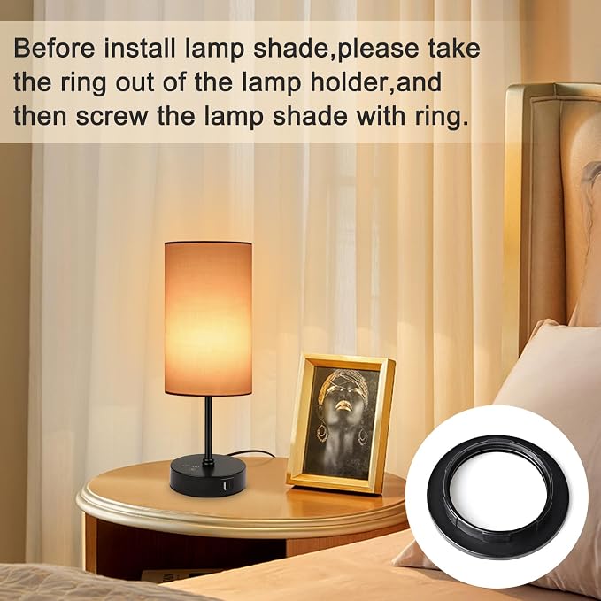 Table Lamp for Bedroom, 3 Color Temperatures, 7 RGB Colors, Adjustable Brightness, Dual USB Charging Ports, Ambience Nightstand Light with Pink Shade, Desk Lamp for Kids Reading Home Office - Image 6