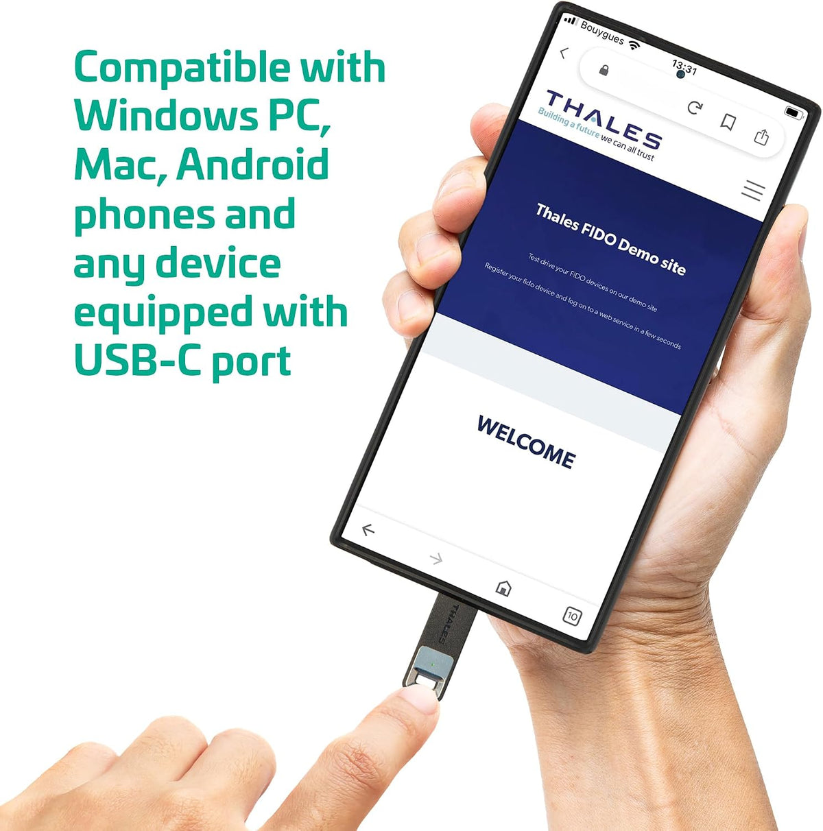 Thales - SafeNet eToken FIDO - FIDO2 Certified Security Key - Passwordless Phishing-Resistant Authentication for Web Apps, Devices & Desktops - USB-C - Pack of 1 - Image 7