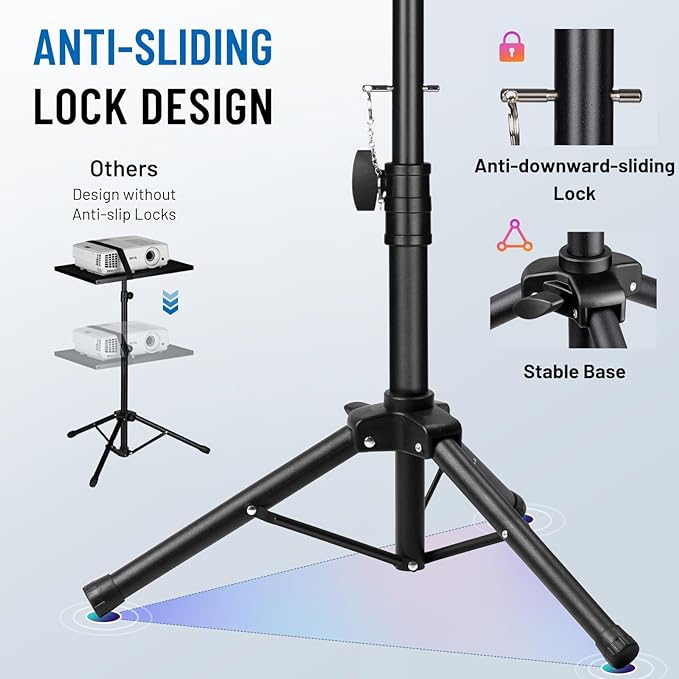 CAHAYA Projector Stand Tripod Adjustable Height Portable Laptop Rack Tray | 26-51.5" Adjustable Height Holder for Projectors Laptops Books Tablets Heavy-duty Stand for Outdoor Movies Music - Image 5