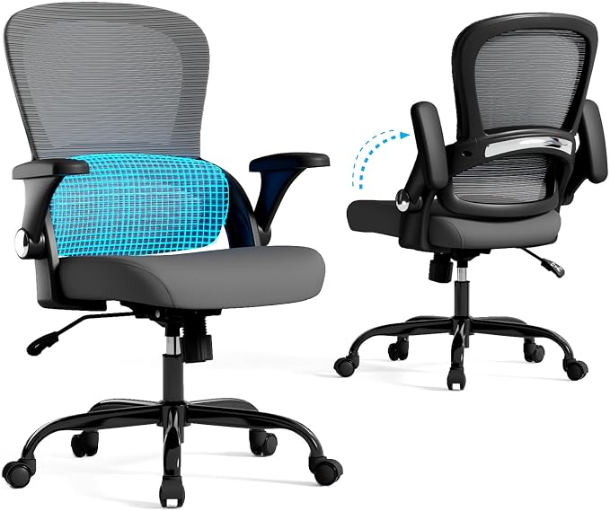 TRALT Office Chair - Ergonomic Office Chair with Back Support for Adults | Home Office Desk Chair with Lumbar Support - Ergonomic Mesh Chairs 330 lb Wide Seat for Work, Office, Gaming(Black Grey) - Image 8