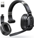 TECKNET Bluetooth Trucker Wireless Headset, Noise Cancelling Mic for Work | Single & Dual Ear, 50Hrs Battery, 3 EQ Music Modes, Clear Mic Wireless Headset for PC, Truck Drivers, Office & Call Center by Tecknet