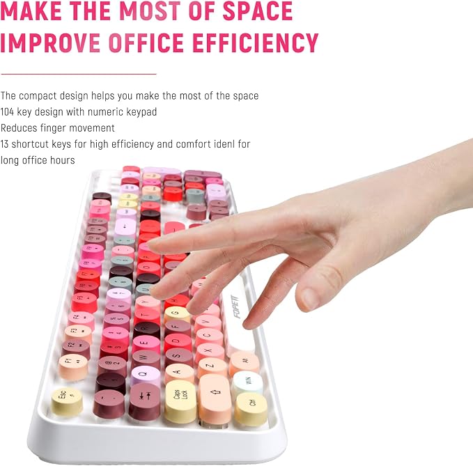 Wireless Keyboard and Mouse Sets,Reliable 2.4 GHz Connectivity for PC,Laptop,Smart TV and More (White Colorful) - Image 8