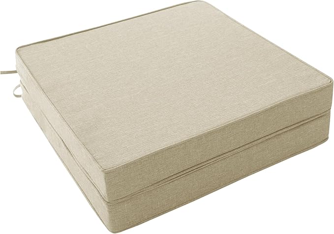 Outdoor Chair Cushions, Set of 2, 18.5 x 16 Inch, Beige | Water Resistant, Fade Resistant, Patio Furniture Seat Replacement, Removable Cover with Zipper, Non-Slip Bottom with Ties by Unknown