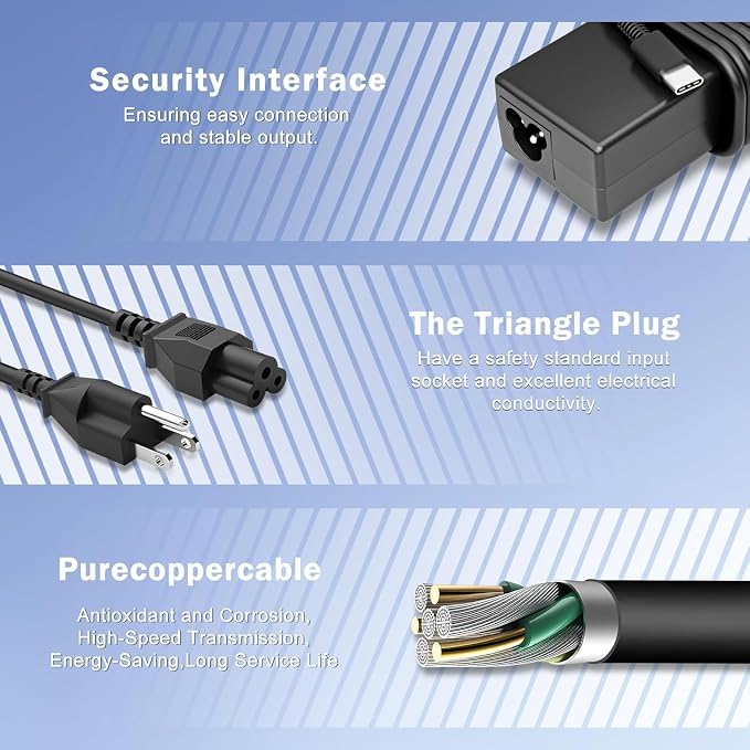 65W USB C Universal Laptop Charger | Compatible with HP Lenovo ThinkPad/Yoga Dell Asus Acer Chromebook and all USB-C devices. Fast charging power adapter - Image 7