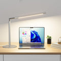 Silver LED Desk Lamp, 16" Dimmable Metal Desk Light with Base, 15W 1200LM, Adapter Included, Color & Brightness Adjustable, Modern Tall Table Lamp for Home Office Reading Study Task Laptop by SIBRILLE