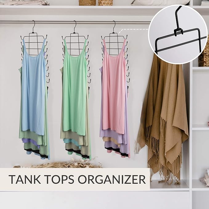 ZEDODIER 3 Pack Tank Top Hanger, Bra Organizer for Closet, Space Saving | 48 Hooks Total, Sturdy Metal, 360° Rotating, Foldable Design, Hanging Closet Organizers and Storage for Apartments and Dorms - Image 3