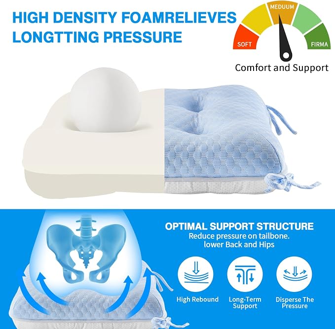 BETU Cooling Chair Cushions Set of 4, 3.5” Thick Seat Cushions,Breathable Comfort Fabric Chair Pads with Non Slip Bottom & Ties, Soft Support Cushion for Kitchen, Office, Patio, 15.5"X15.5"X3.5"Blue - Image 6