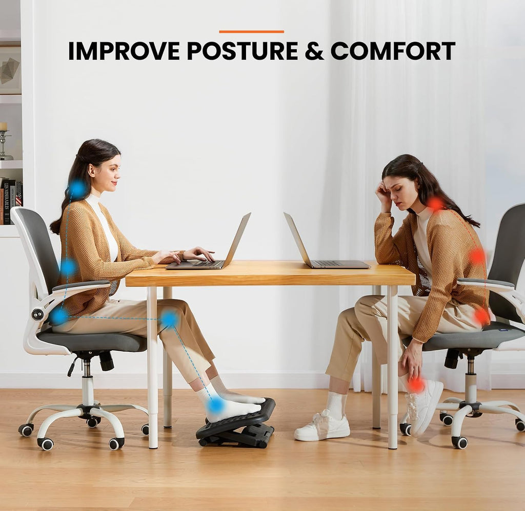 ErGear Under Desk Footrest, Adjustable Foot Rest with 3 Height Settings and 30-Degree Angle, Ergonomic Desk Foot Rest with Massage Texture, Foot and Leg Rest for Home & Office (Pack of 2) - Image 3
