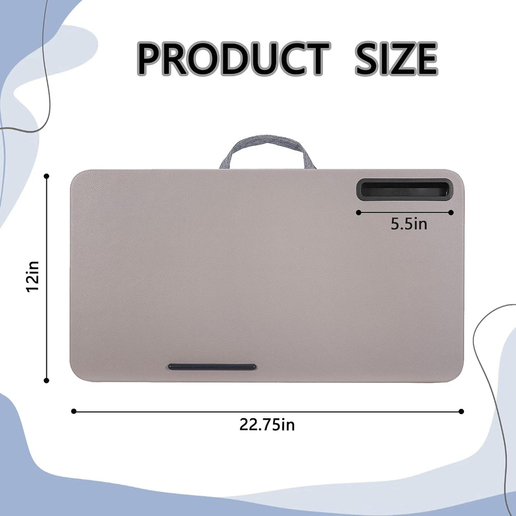 Portable Laptop Desk Fits Up to 16“ Laptops, with Tablet Slot, Built-in Cushion, Great for Home & Office,Lap Desk for Laptop,Lap Desk with Cushion (Gray, Large) - Image 2