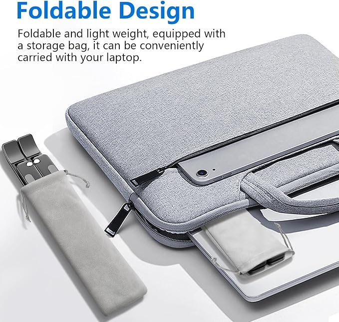 Laptop Stand for Desk, Aluminum Metal MacBook Stand, Computer Riser for Desk, Portable Foldable Adjustable Notebook Holder, Compatible with 10-15.6 Inch Laptops, iPad, Black. - Image 4