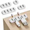 Cord Organizer for Desk, Nightstand Cable Holder, 5 Pack, Multislot, White | GLUIT Adhesive Charger Organizer, Cable Management for Desk Car Office Home College Dorm Room Cable Clips for Cords by GLUIT