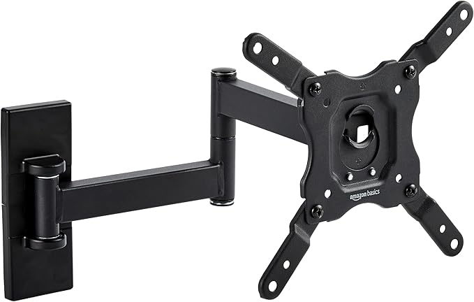 Amazon Basics Full Motion Articulating TV Wall Mount with Tilt Swivel, Extends 16 inches, VESA 200x200, for 12" to 40" TVs, 40 lbs, Black by AmazonBasics