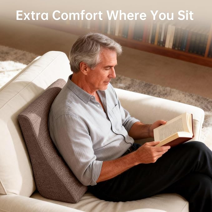 Vekkia Lumbar Support Pillow for Sofa(Brown) | Rocking Chair Pillow for Lower Back Pain Relief/Lumbar Cushion for Sofa/Washable Cover - Image 4