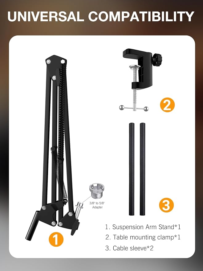 SUNMON Rode NT-USB Mic Boom Arm - Mic Arm for RODE NT-USB/NT-USB+/NT-USB Mini and Most Microphone, Adjustable Boom Scissor Arm Stand with 3/8" to 5/8" Adapter by SUNMON - Image 6