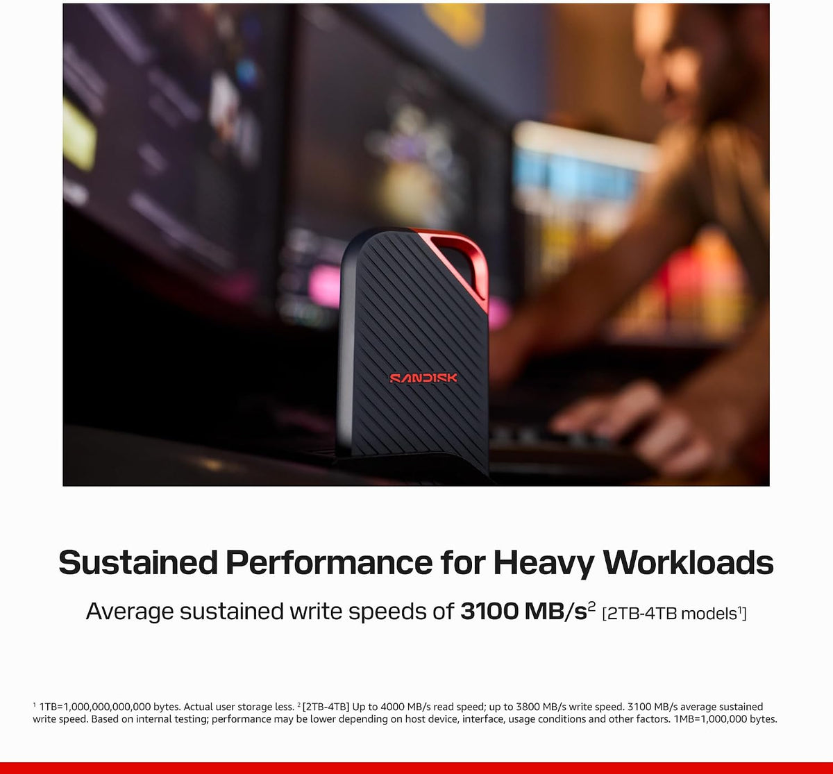 Sandisk 4TB Extreme PRO Portable SSD, Up to 4000MB/s Read Speeds -New Model - Image 3