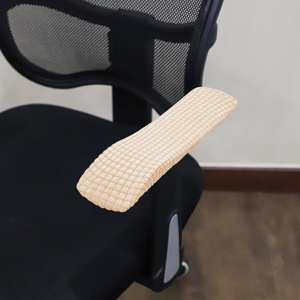 FORCHEER Beige Office Chair Armrest Covers 10-13 inch Long 2 Pieces Stretchable Water Resistant Jacquard Desk Chair Arm Rest Covers for Computer Chair Arm Removable Washable - Image 5