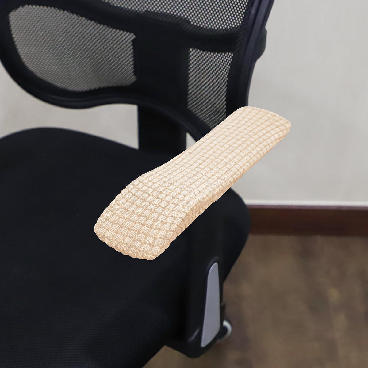FORCHEER Beige Office Chair Armrest Covers 10-13 inch Long 2 Pieces Stretchable Water Resistant Jacquard Desk Chair Arm Rest Covers for Computer Chair Arm Removable Washable - Image 5