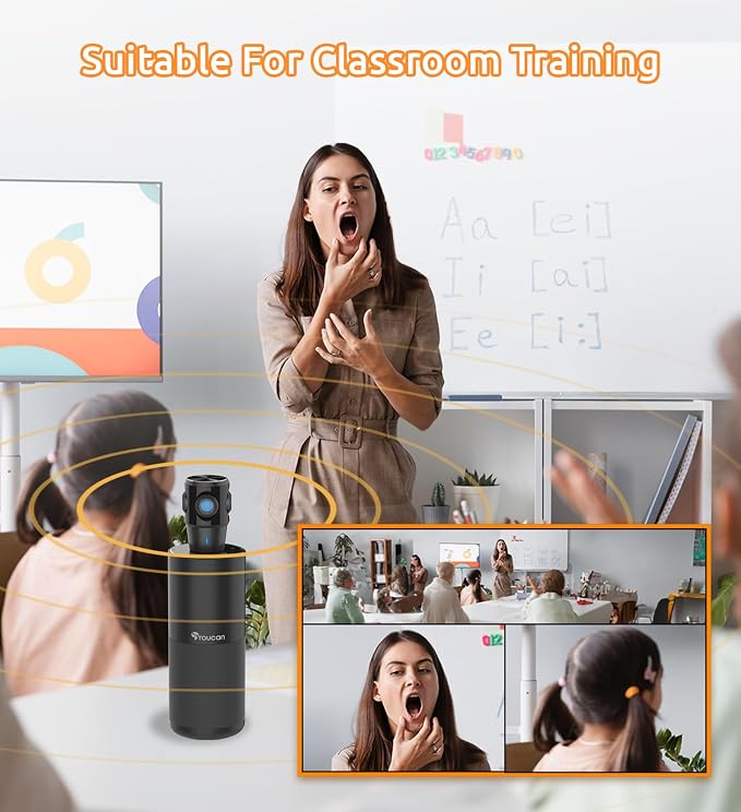 TOUCAN 360-Degree Video Conference Camera, 1080p HD Webcam with 4 Noise Reduction Mics, Speaker, AI Tracking, Works with Zoom, Google Voice, Microsoft Teams and More, for PC/Mac/Tablet - Image 7