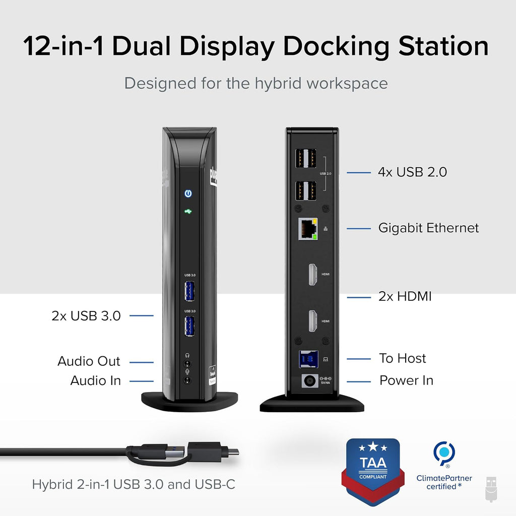 Plugable USB 3.0 Universal Laptop Docking Station, Dual HDMI Monitor - Image 2
