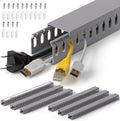 1.4"H x 1.6"W Cable Raceway, 99in Under Desk Wire Management Channel, Grey | Slotted Wire Duct, 6Pack, 16.5in Each, Heavy-Duty PVC Cable Management for Server Racks, Network Cables & Electrical Cabinets by ZhiYo