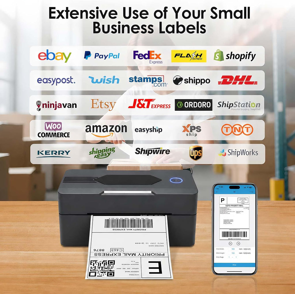 GBNONPLN Bluetooth Thermal Shipping Label Printer, 4x6, Matte Black - Image 5