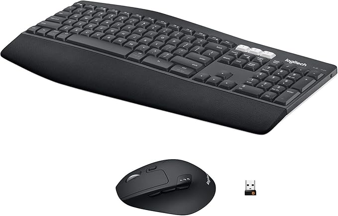 Logitech MK850 Performance Wireless Keyboard and Mouse Combo - Graphite | Connect via Bluetooth or included USB-A receiver, oversized wave-shaped keyboard, full size mouse with 8 customizable buttons by Unknown