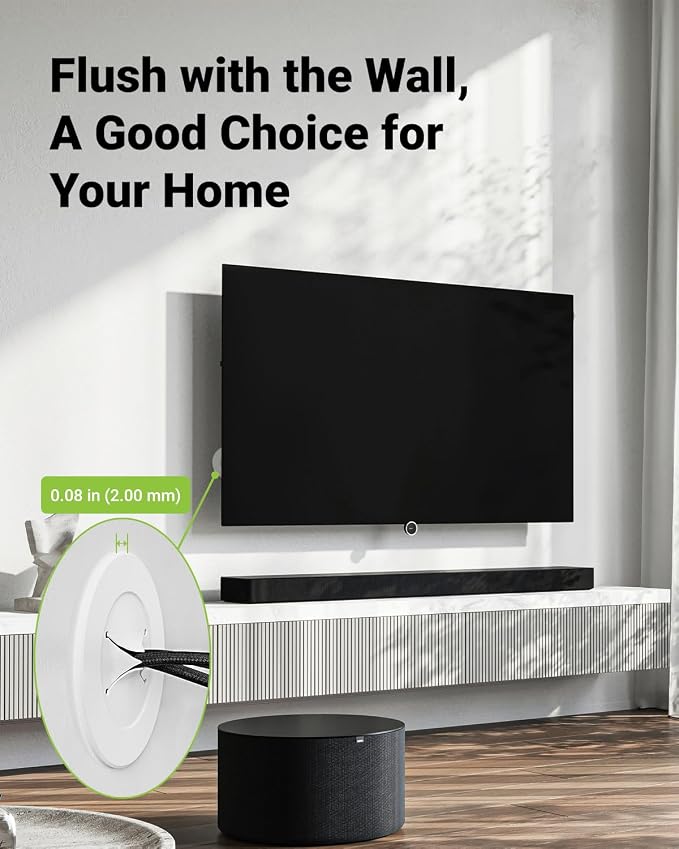 in Wall Cable Management Kit, TV Wire Hider Kit for Wall Mounted TV | Slim Pass Through with Hole Saw, for Network, HDMI, Speaker Cables, Coaxial, White, 2 Pack - Image 8
