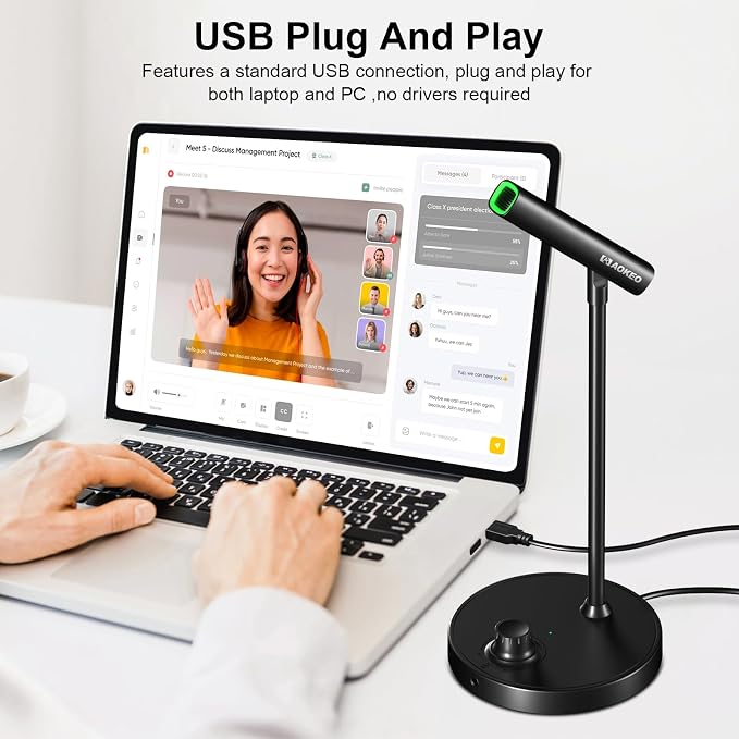 USB Desktop Microphone, Computer Microphone for PC with Noise Cancellation & Click to Mute Function for Recording, Gaming, Podcasting, Streaming, YouTube, Mac, Laptop - Image 5