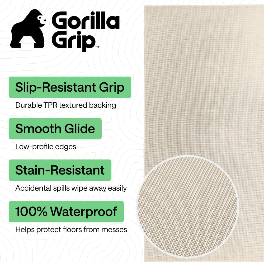 GORILLA GRIP Office Chair Mat for Hard Floors, Under Desk Rug, 58x46 Taupe - Image 2