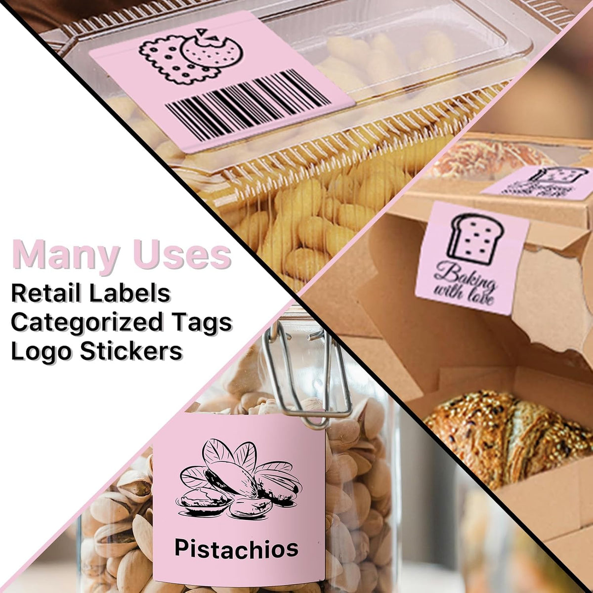 2x2 Thermal Labels, Square Thermal Label Stickers, Pink - Image 6