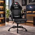 Gaming Chair for Adults with Footrest, Pocket Spring & Reclining Backrest by ZJXKWIN