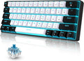 Snpurdiri 60% Wired Mechanical Gaming Keyboard (Black-White, Blue Switches) | Ice Blue LED Backlit 61 Keys Mini Wired Office Keyboard for Windows Laptop PC Mac by Snpurdiri