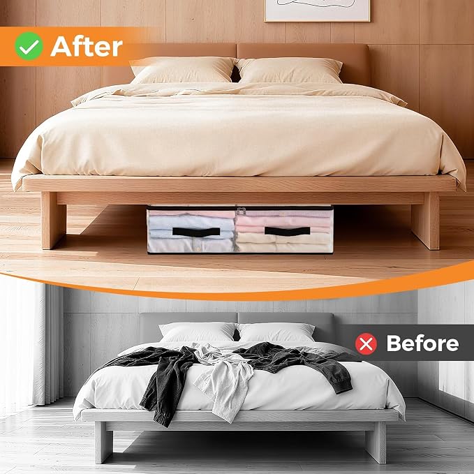 8 Pack Under Bed Storage Bags, 60L Foldable Clear Containers with Handles | Dual Zipper Storage Bins for Comforters, Bedding, Blankets, Closet Organizer for Clothes, Linen Sheets, Sweaters - Image 6