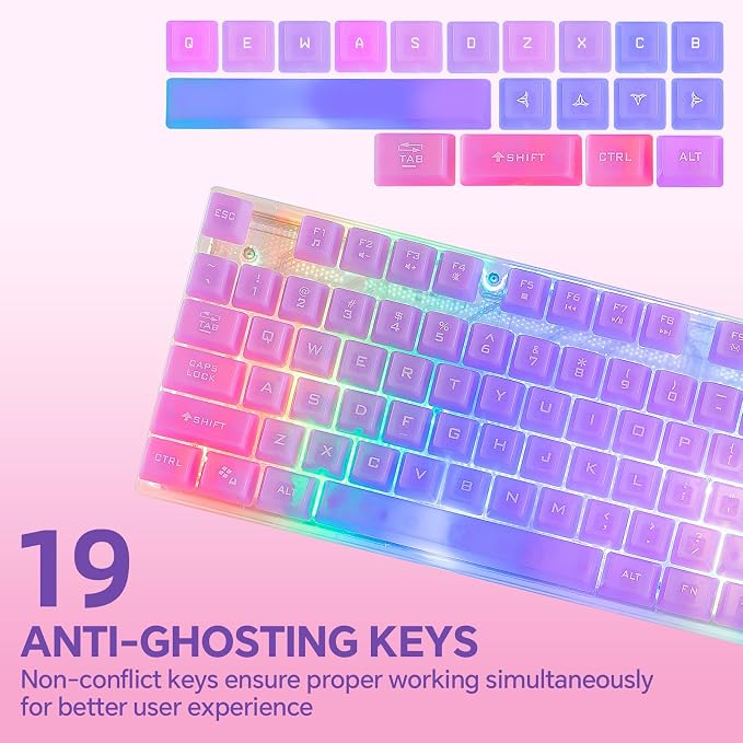 Wired LED Gaming Keyboad and Mouse Combo, 10 RGB Backlit Effects for PC | 104 Keys Light Up, Silent, Transparent, Anti-ghosting, Purple Gaming Mouse and Keyboard for Laptop Xbox PS4 PS5 Gamers Work - Image 6