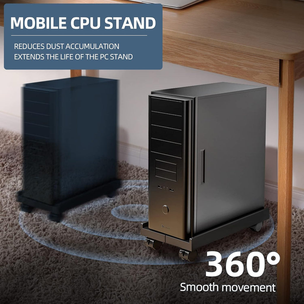 BYMECOST Mobile Computer Tower Stand, Adjustable PC Stand with 4 Wheels - Image 6