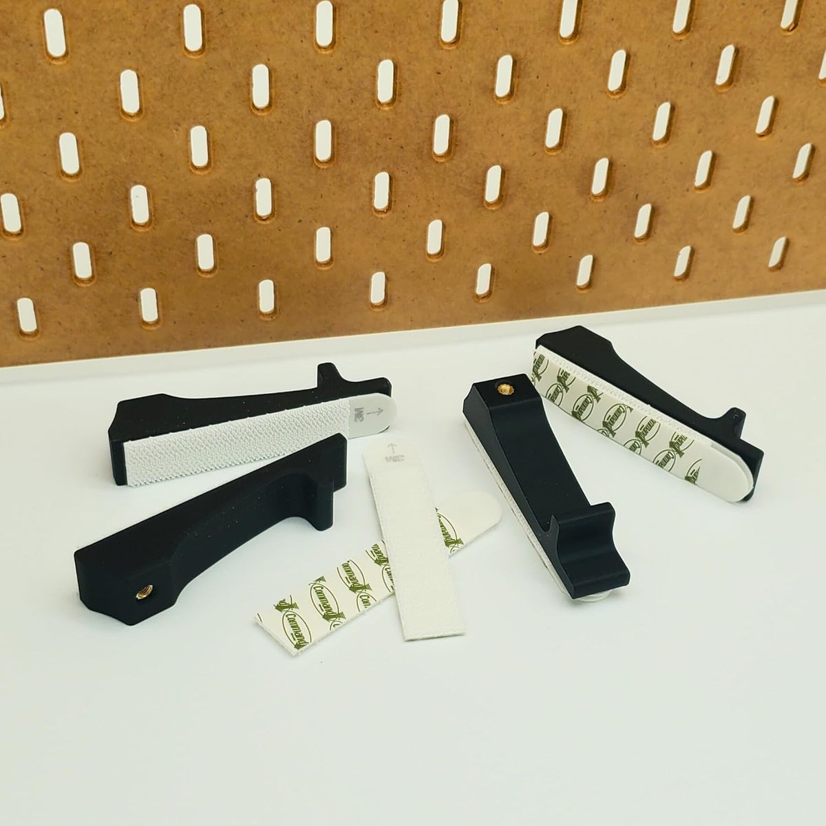 'Just Hanging Pegboards' Pegboard Wall Mounting Hardware, Compatible with IKEA SKADIS, Compatible with Command Strips. No Wall Holes Required. Pegboard Screws not Included. (Matte Black) - Image 6